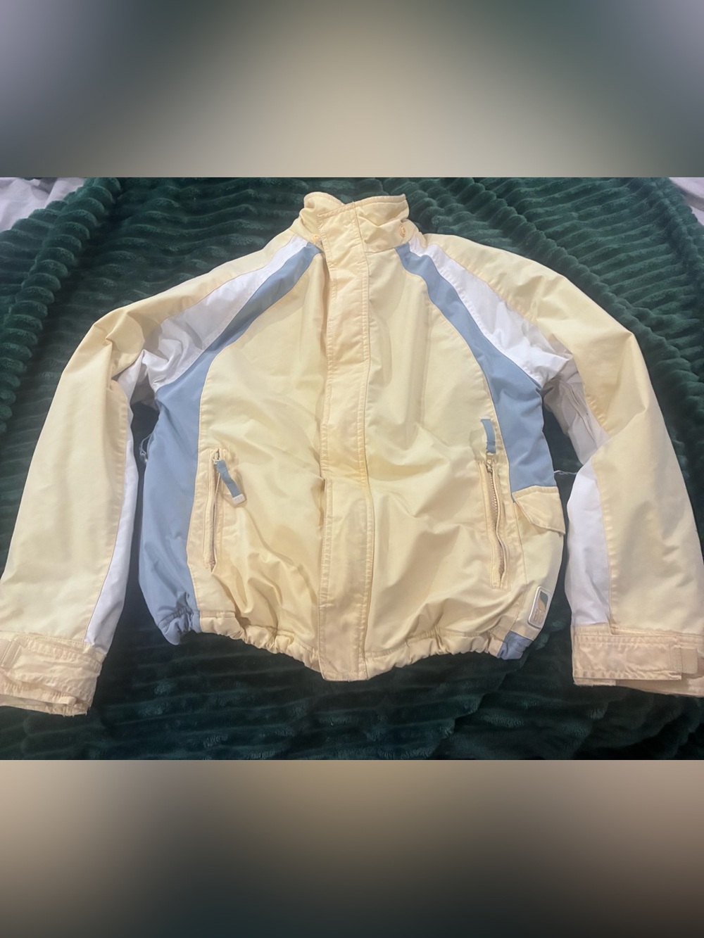 American Eagle Outfitters Pale Yellow, Light Blue & White Jacket
